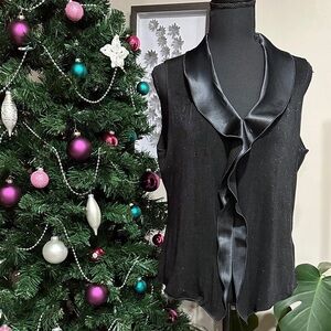 *ARMANI COLLEZIONI* Plus Black Sparkle Satin Sleeveless Top Size 14